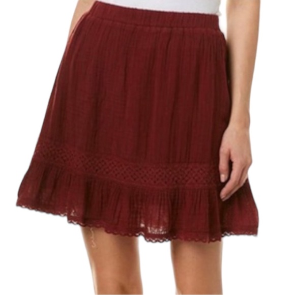 Michael Stars Double Gauze Peasant Skirt with Chic Lace Trim - Picture 1 of 6